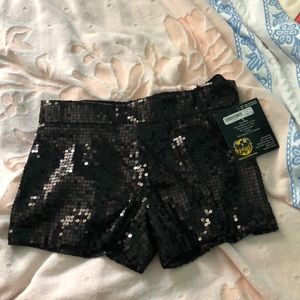 Sequined black shorts